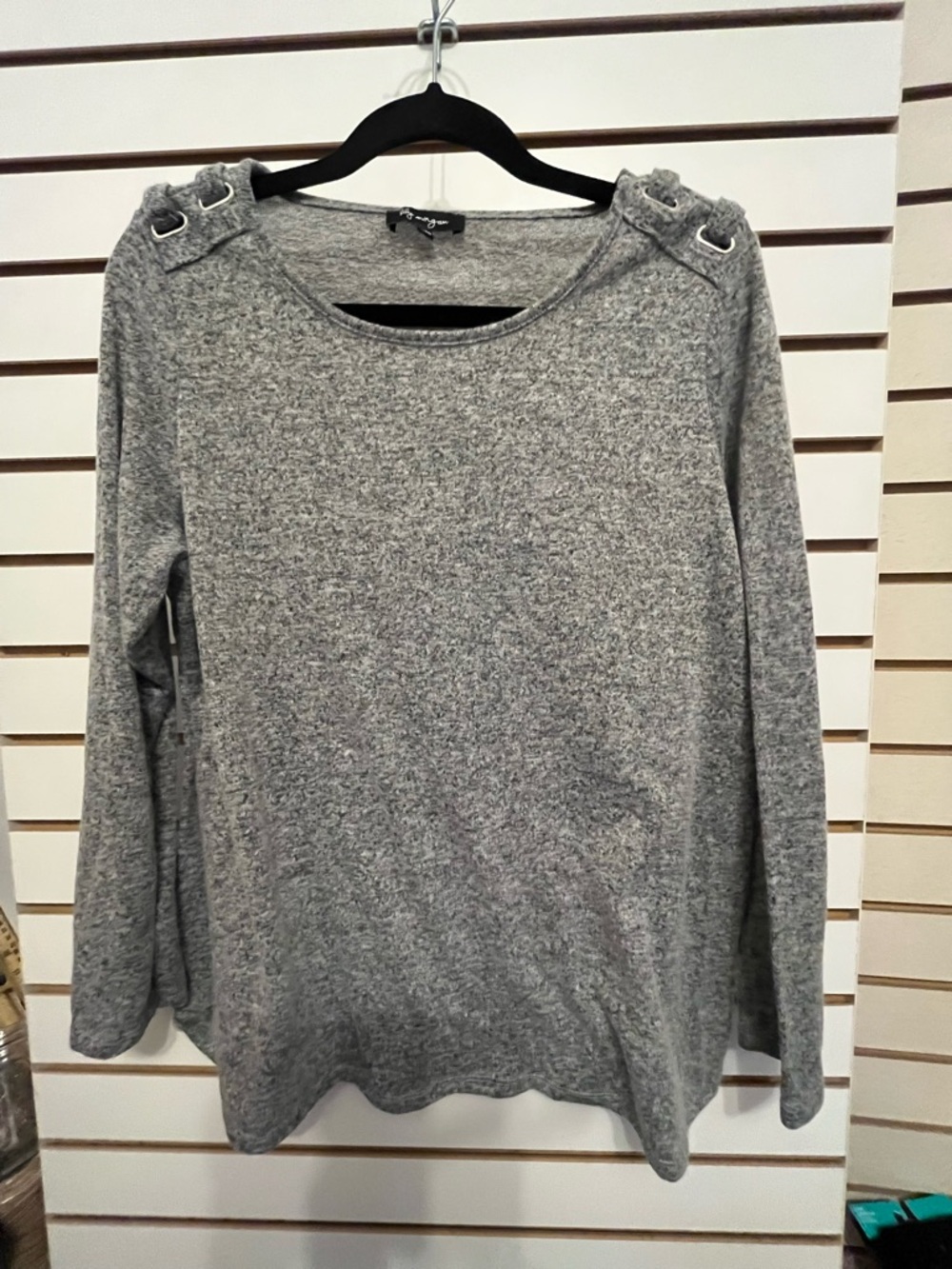 🧡 3/$15 Women's Gray Grommet-Accent Long Sleeve Sweatshirt